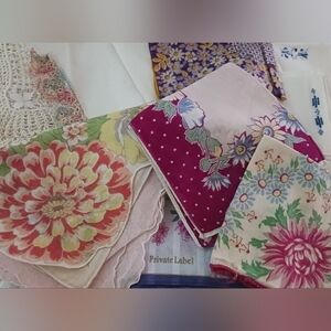 Vintage Hanky Mix 12 Pc. Mens And Ladies Floral Monogram